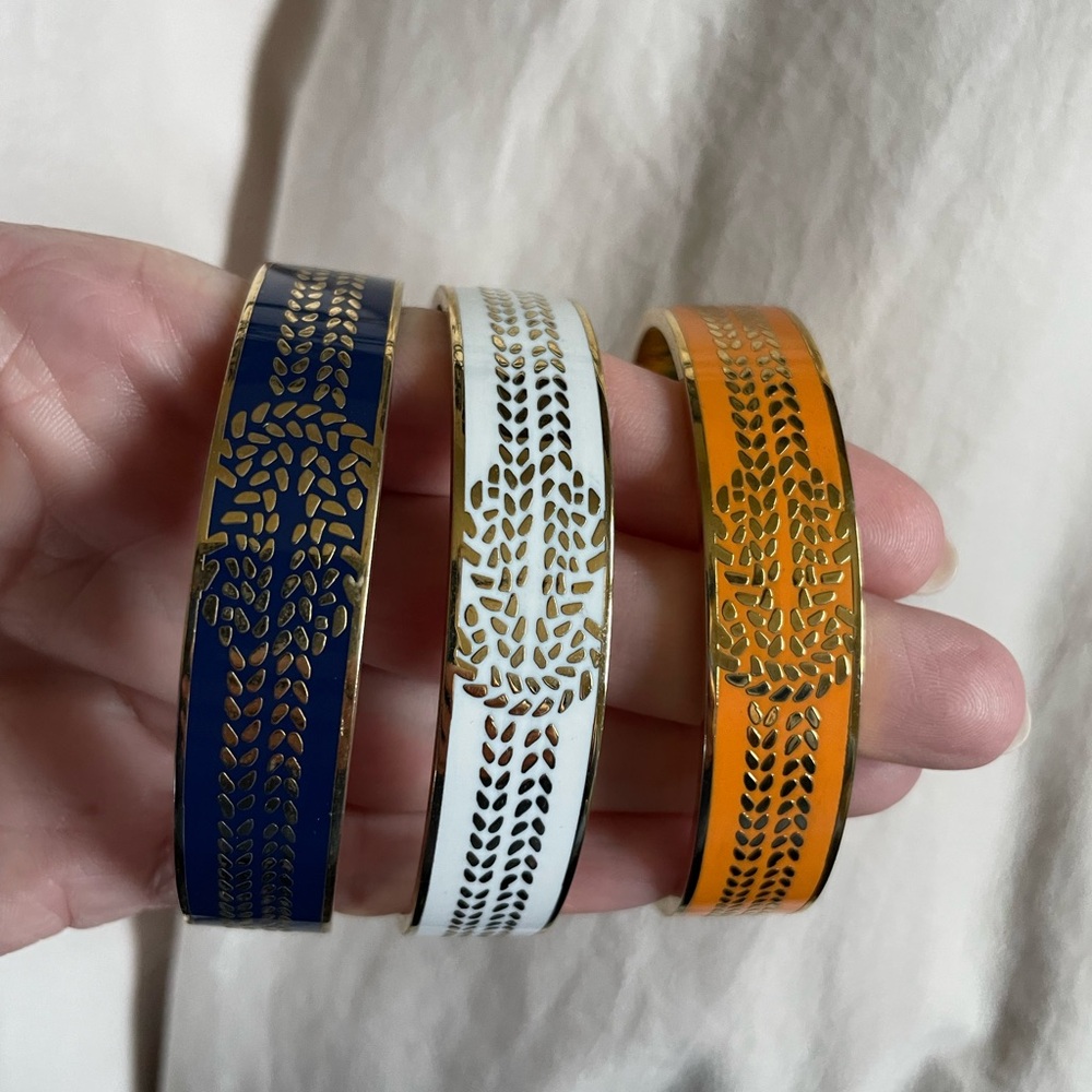 C Wonder Gold Enamel Bangle Bracelets
White Orange and Blue - Picture 3 of 4